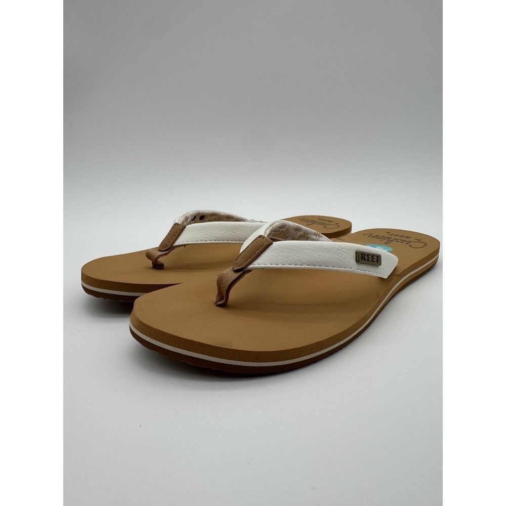 Reef Cushion Flip Flops Womens Size 9 Brown White Comfort Sandals New